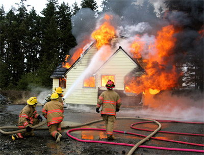 Fire Fighters hosing House