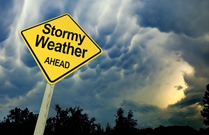 Stormy weather ahead sign