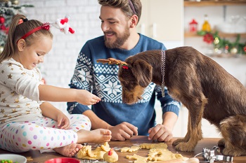 Family with there Dog Christmas